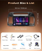4G+64G Car Stereo for Toyota Camry 2000-2006 (Not J.B.L), Wireless CarPlay Android Auto, GPS 5G-WiFi, Bluetooth 5.0, 9 inch Touch Screen Radio for Camry, Backup Camera SWC FM RDS EQ