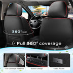 Coverado Car Seat Covers Front Seats, Waterproof Front Seat Covers Nappa Leather Seat Covers for Cars, Breathable Summer Car Seat Cushion Universal Fit for Most Cars SUV Trucks(Front, Black)