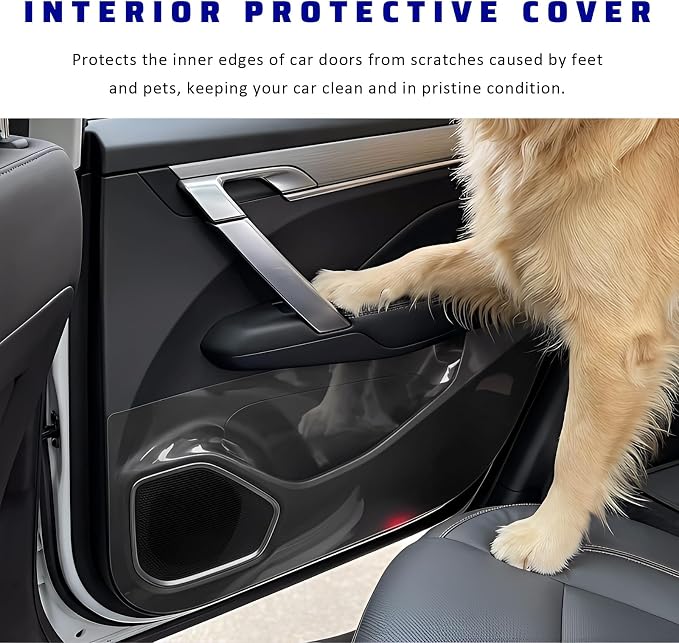 Car Door Protector, 7.87In x 10ft Clear Auto Door Sill Protective Film Tape with Scraper & Knife, Universal Transparent Doors Entry Protector Edge Guards for Most Vehicles