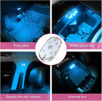 2 PCS Wireless Led Lights for Car Interior, 7 Colors Magnetic Auto Ambient Light with 6 Bright LED Lamp Beads, USB Rechargeable Vehicle Led Night Light, Car Accessories (Ice Blue)