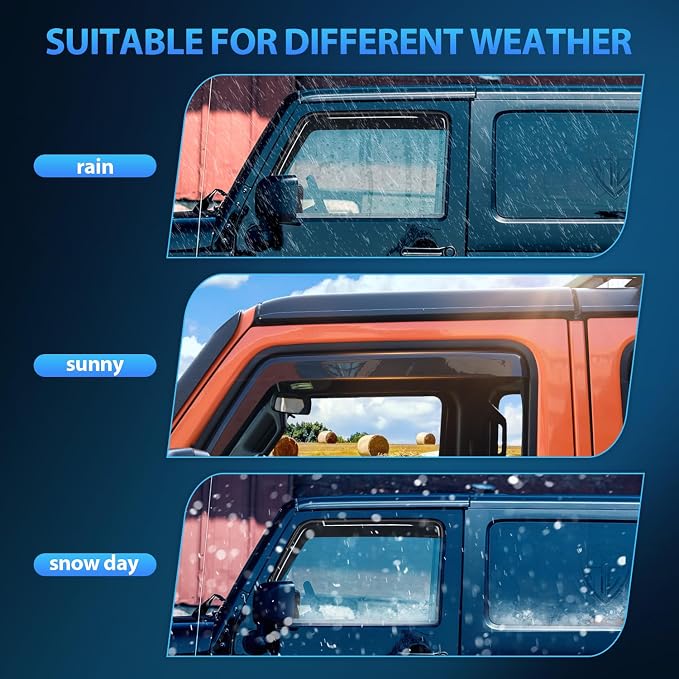 Durable Rain Guards for Toyota Tacoma Double Cab 2016 2017 2018 2019 2020 2021 2022 2023 Window Deflectors, Vent Window Visors, 4 Pieces