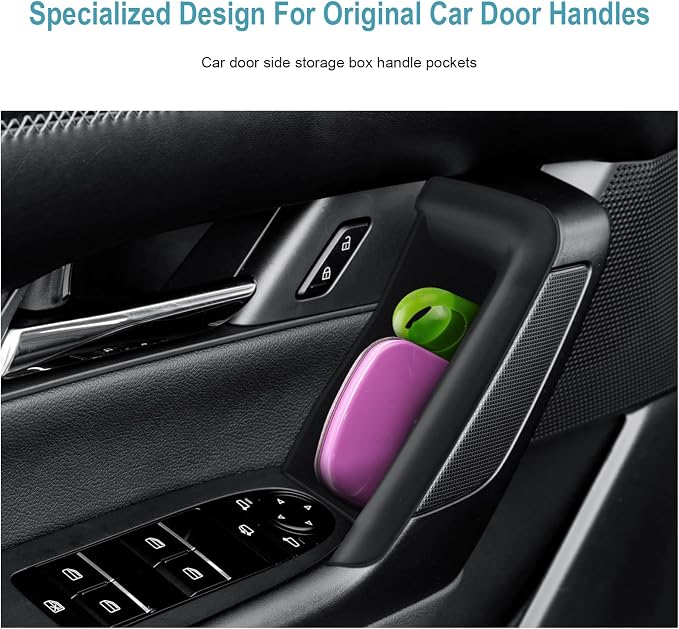 4Pcs for 2025 2026 Mazda CX-50 Center Console Door Handle Pockets | Trash Can Storage Box for 2023 2024 2025 2026 Mazda CX50 Accessories 4-Doors Trash Bin Storage Case TPE Material