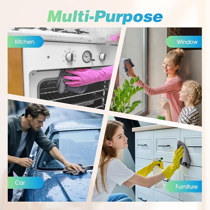 Grey Microfiber Cleaning Cloth, 24 Pack Absorbent Cleaning Rags, Lint-Free, Streak-Free Cleaning Towels for Car Kitchen House, 12"X11"