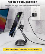MagicMount Charge Pro Qi2 Home/Office MagSafe Suction Mount, 15W Fast Wireless Charger Magnetic Cell Phone Holder Compatible with iPhone 16/15/14/13/12 Pro Max Plus and Samsung Galaxy S25
