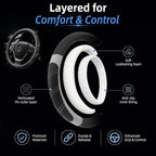 Sport Leather Steering Wheel Cover 14 1/2 inch to 15 inch Universal, Padded Soft Grip Breathable for Car Truck SUV Jeep, Anti Slip Odorless Carbon Fiber Black