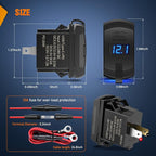 Rocker Switch Style USB Outlet LED Voltmeter Quick Connector 12V PD Type C and USB QC 3.0 Cars Replacement with Inline Fuse for Switches Panel on Boats RV Truck Car
