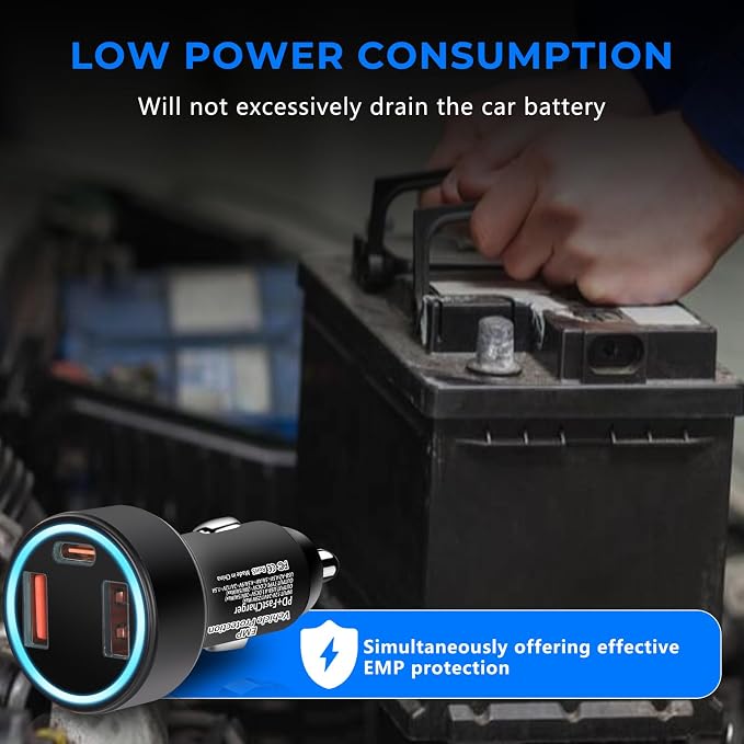 EMP Vehicle Protection, Equipped with Additional USB Sockets, Suitable for 12-Volt DC in Cars and Trucks, Providing Protection Against Solar Flares & Power Surges