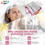 Airlab Glass Polishing Cloth Streak Free Miracle Cleaning Cloth Lint Free Microfiber Cleaning Rags for Glasses Kitchen Dish Mirrors Easy Clean, Pack of 6, 12" x 12", Sliver-Pink