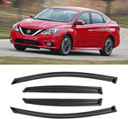 Window Visors for 2013-2019 Nissan Sentra, Rain Guards Shields Vent Deflector Shade Dark Smoke 2014 2015 2016 2017 2018 13 14 15 16 17 18 19, Tape-On, 4PCS