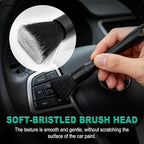Car Detailing Cleaning Kit, 6PCS Auto Interior Cleaning Tools with Boars Hair Detail Brushes, Cleaning Gel, Double-Head Vent Brush for Car Truck SUV Interior Care