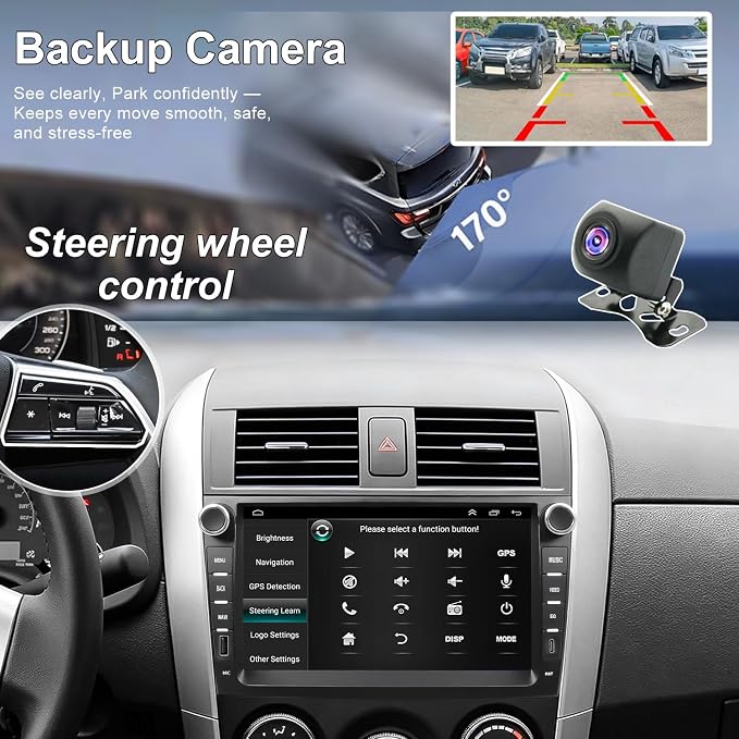 Upgrade Android Car Radio Stereo for Toyota Corolla 2009 2010 2011 2012 2013, 8 Inch Touch Screen Head Unit with Wireless Carplay Android Auto GPS Navigation FM Bluetooth 5G WiFi SWC HD Backup Camera