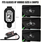Sunglass Holder for Car Visor, Faux Leather Eyeglass Holder Clip for Car Sun Visor Organizer, Universal One Handed Operation Sun Glass Hanger, Car Interior Accessories for Women Man