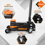 3 Ton Floor Jack (6000 lbs), Single Piston Steel Hydraulic Floor Jack, Lift Range 5.5" to 18.5", Fits Cars, SUVs & Standard Trucks - Not for Lifted Vehicles or Heavy-Duty Trucks