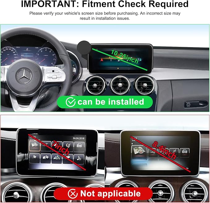 Car Phone Holder for Mercedes-Benz 2020-2022 GLC & 2019-2021 C-Class & 2020-2022 V-Class, 10.25-Inch Center Screen, Strong Magnet, OEM-Style, No View Obstruction Phone Mount Compatible with MagSafe