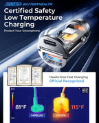 90W USB C Car Charger Fast Charging,[Invisible Design] All Metal Car Charger USB C PD45W+QC3.0 Dual Port Cigarette Lighter RV Power Adapter for iPhone 17 16 Pro Max 15 Samsung S26 S25 Ultra