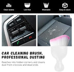 2 PCS Car Detailing Brush, Curved Soft Bristles Auto Removal Dust Collectors, Universal Vehicle Dashboard, Air Conditioner Vents etc Interior Cleaning Tool Accessory (White/White/Pink)