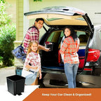 Car Trash Can Waterproof Vehicle Garbage Bin, Leakproof Anti Slip Floor Mat Clip Trash Bag Holder for Car, Truck, SUV, Van Portable Auto Trash Container with Stability Clips (Black with Cover, Small)