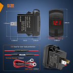 Rocker Switch Style USB Outlet LED Voltmeter Quick connector 12V PD Type C and USB QC 3.0 Cars Replacement with Inline Fuse for Switches Panel on Boats RV Truck Car