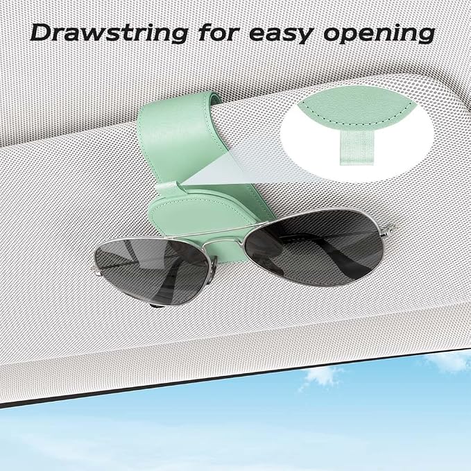 Sunglass Holder for Car Visor, Suede Cloth Magnetic Sunglass Organizer for Car Accessories, 2 Packs, Pastel Green