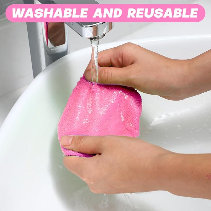 10 Pcs Windshield Cleaner Tool Car Window Cleaning Supplies with Extendable Handle Include 6 Washable Microfiber Bonnets 2 Empty 60ml Spray Bottle Glass Wiper Kit(Pink)