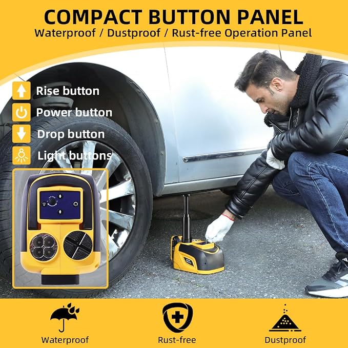 Electric Car Jack Hydraulic Cordless Remote Control 5 Ton 18V Automatic Small Portable Tire Change Kit Emergency Repair Tire Tools for SUV Sedans Vehicle MPV
