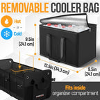 Trunk Organizer with Cooler For SUV Car Organizer and Storage, Collapsible Multi-Compartment, Perfect Christmas Gifts For Men, Women, 1680D Oxford, Non Slip Bottom, Straps, Soft Cover 110L