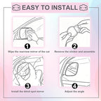 2PCS Fan Shaped Car Blind Spot Mirror, HD Frameless Convex Glass Rearview Mirror, Rotatable Wide Angle Vehicle Side Auxiliary Mirror with Strong Adhesive, Universal Fit for Car SUV Truck Silver