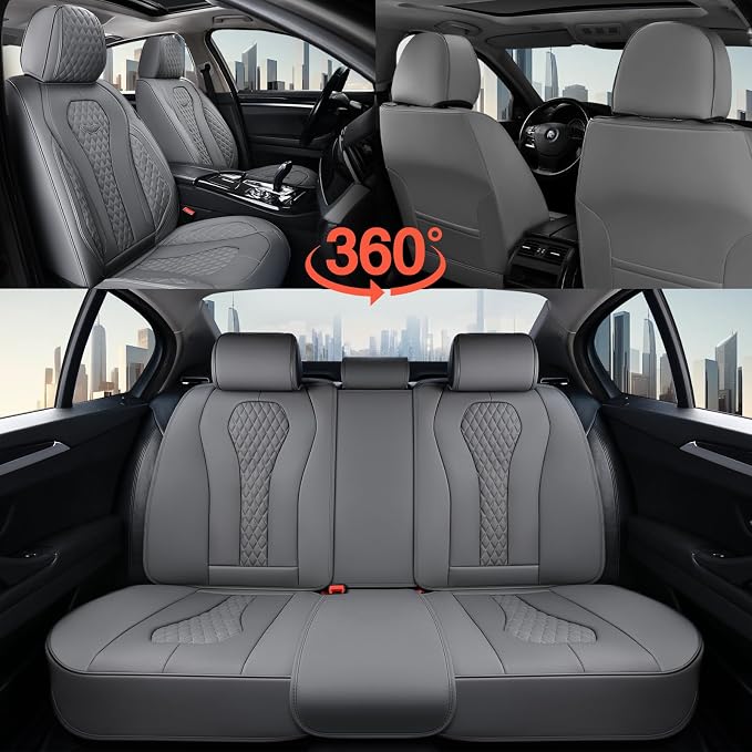 Coverado Car Seat Covers, Gray Seat Covers Full Set, Auto Seat Cover 5 Seats, Car Seat Cushion, Car Seat Covers Front Seats Back Seat Covers, Seat Cover Car Seat Protector Universal Fit Most Cars