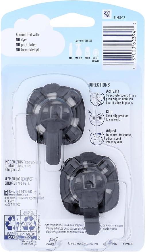 AUTO Air Freshener Vent Clip Ember, 07 oz. Car Vent Clip, Pack of 2 (EMBER)