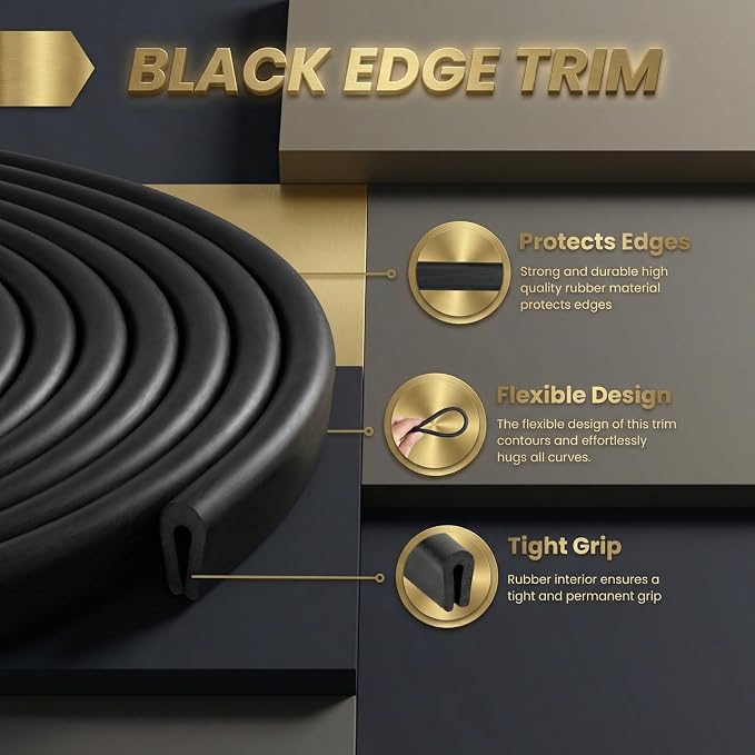 Rubber Edge Trim 1/8" U Channel Sheet Metal Edge Protector Door 35 Feet Long Seal Strip Guard Weather Resistance Fits for Car Doors Steel Plates Glass Hatches Table Corners(Black)