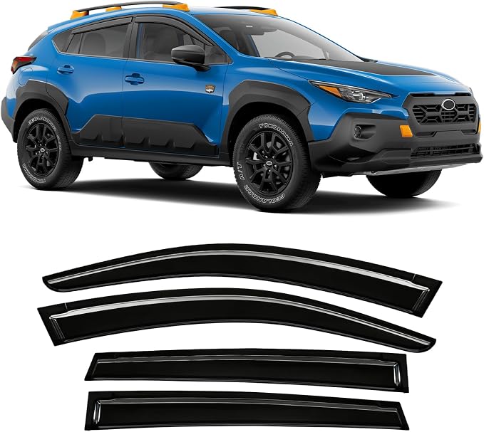 Rain Guard Compatible with Subaru Crosstrek 2024 2025 Tape-On Extra Durable Side Window Visor Deflectors Fit for Subaru Impreza 2024-2025 Rain Guards Black 4 PCS