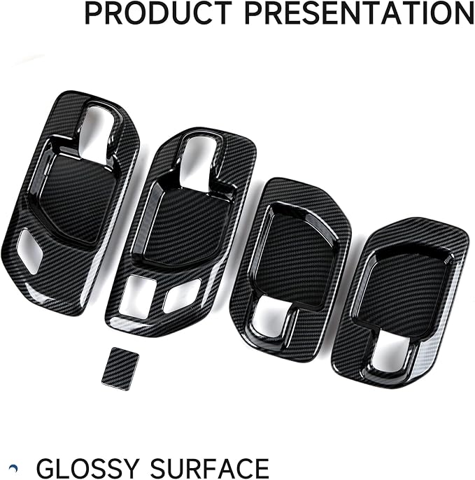 Car ABS Carbon Fiber Inner Door Handle Cover Interior Trim Decal for 2019-2025 Chevy Silverado | for 2019-2021 GMC Sierra 1500 2500 3500 HD Accessories （4 Door