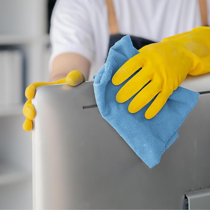 Microfiber Cleaning Cloths (Value Pack of 12) - Size 12 x 12 Inches, Highly Absorbent Cleaning Rags, Lint Free, Reusable and Washable, Microfiber Towels for Cars