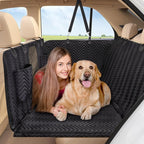 Dog Car Seat Cover - Hard Bottom Backseat Extender, Black | Back Seat, Waterproof Hammock, Thick Sponge, Supports 400 lbs, Seat Protector, Pets, Cars, SUVs, Trucks