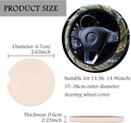 3 Pack Boho Steering Wheel Cover with Car Cup Holder Coasters Universal Baja Hippie Bohemian Style Steering Wheel Covers Cute Car Steering Wheel Cover for Women Girl 15 Inch (Yellow)