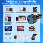 USB C Car Charger, 6-Port 120W USB-C&USB-A Car Power Adapter Dual 45W PD/QC Multiport Type C Fast Charging Car Accessories for iPhone 17 17 Pro Max 16 15 14 13 12 11/Galaxy S26 S25/Pixel/iPad