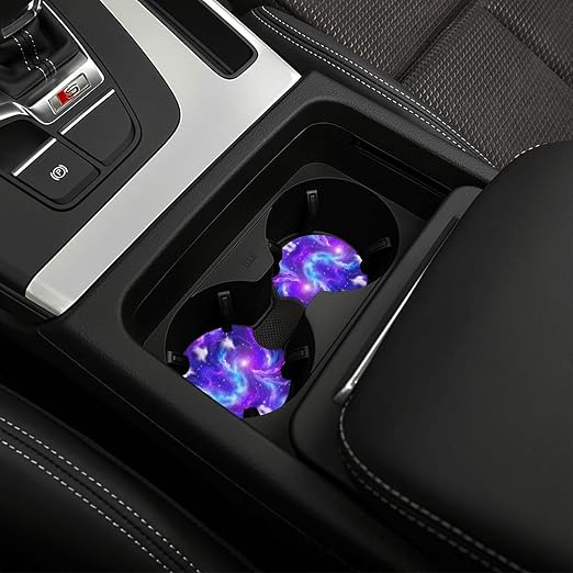 Car Trash Bag Purple Galaxy Hanging Back of Seat Car Portable Trash Bag Purple Galaxy Waterproof One-Handed Portable Strap Drawstring Garbage Bags with 2 Pieces Car Coasters