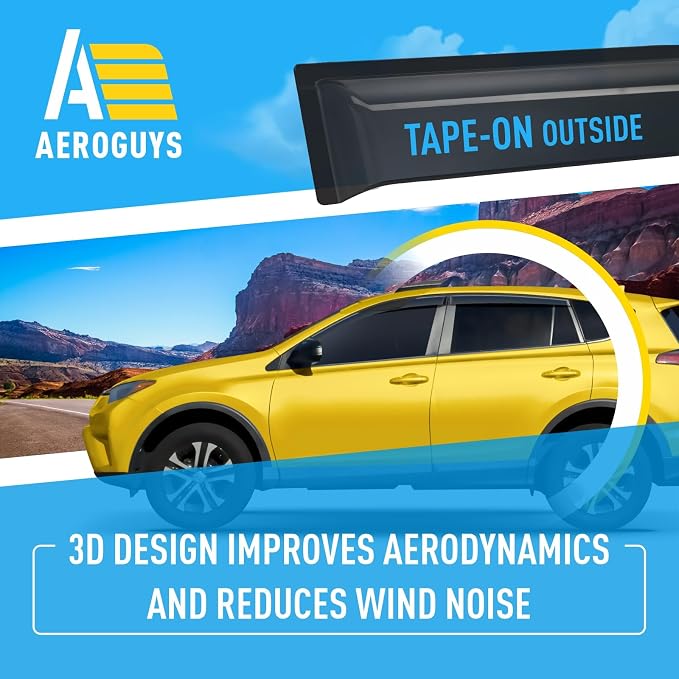 Extra Durable Window Deflectors Tape-On Window Visors Rain Guards Fit for Toyota RAV4 2013-2018, Sun Visors, Wind Vent for Shades, Exterior Car Accessories - 4pcs. AG0122