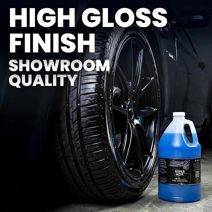 LANE'S Super Blue Tire Dressing | High-Gloss | 1 Gallon (Pack of 1) | No Sling, No Run, Long Lasting | Protects from Cracks & UV Rays | Non-Greasy Tire Dressing & Cleaner for Cars, SUVs, More
