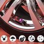 4PCS Crown Bling Tire Stem Valve Caps, Crystal Diamond Car Wheel Tire Valve Caps Universal Copper Core Stem Covers for Cars, SUV, Trucks, Bikes, Motorcycles, Bicycles (Black & Rose Red)