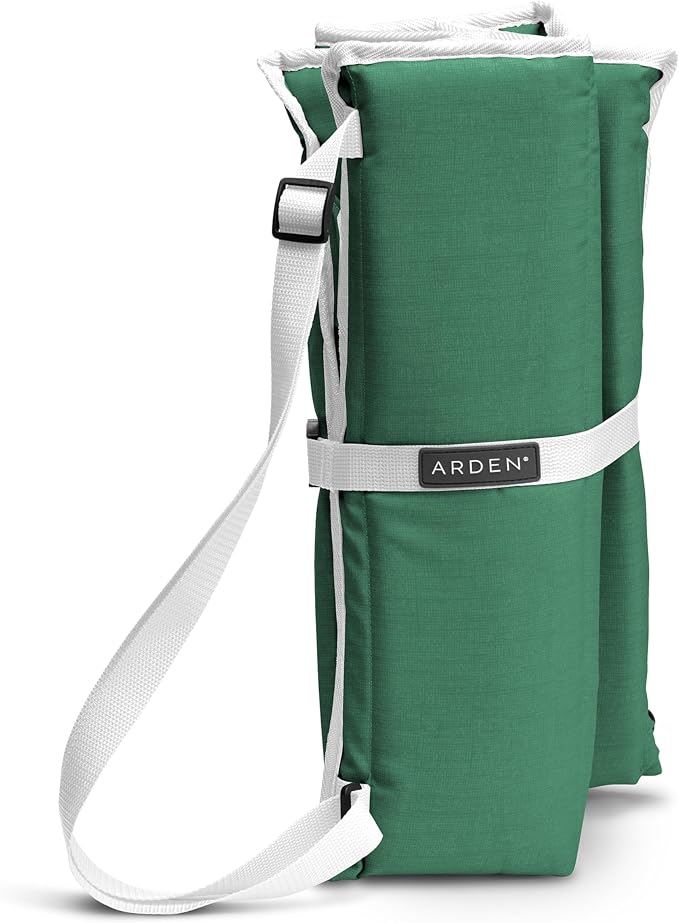 Heated Stadium Seat, Battery Powered (not Included) Foldable, Lightweight Foldable with Back Support & Carrying Strap for Sports Games, Camping, Outdoor Events, Green/White
