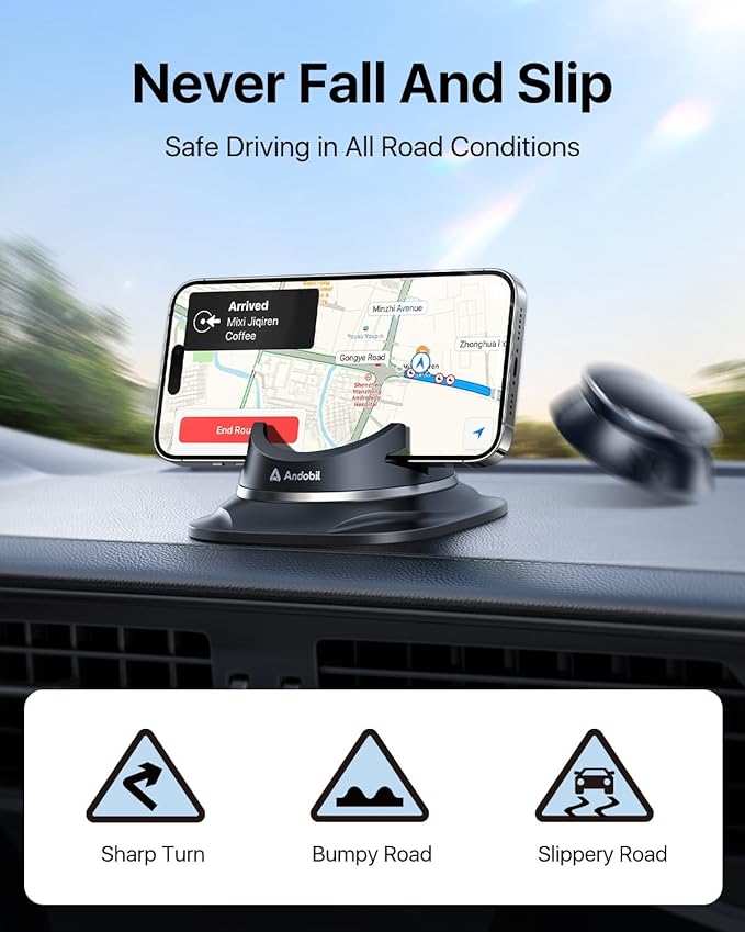 2026 Upgraded Car Phone Holder Mount, Ultra Stable & Silicone Phone Holders for Your Car 360° Rotatable Dashboard Cell Phone Holder Mount for iPhone 17 Pro Max/16/15/14/13/12/ Samsung