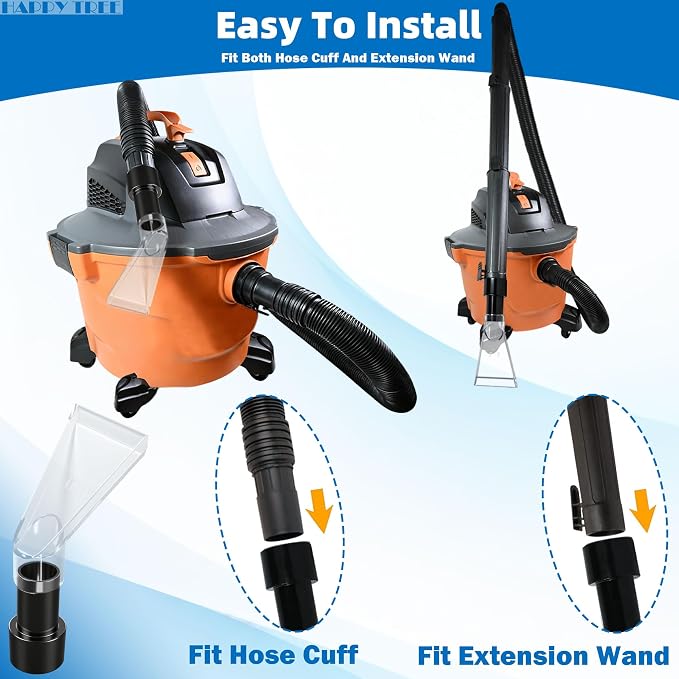 See-Through Extracting Accessory with 2-1/2" Reducer for Upholstery & Carpet Cleaning & Auto Detailing, Shop Vac Extractor Attachment for 10-20 Gallon Wet/Dry Vacuum Cleaners