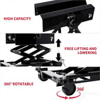 Low Profile Transmission Jack, 450 LBS Heavy Duty Alloy Steel Transmission Lift, 7-23 Inch Lifting Range with 2M Safety Straps & 4 Lockable Swivel Brake Wheels, Car Truck Repair Service Jack, Red