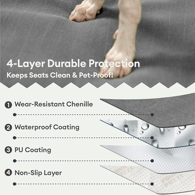 Dog Car Seat Cover for Back Seat, Back Seat Pet Cover for Dogs Waterproof, Scratchproof Dog Backseat Cover, Non-Slip Bench Car Seat Protector, Universal Fit Most Cars, SUVs, Trucks, Grey