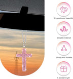 Bling Cross Car Hanging Accessories, Crystal Rhinestone Rear View Mirror Pendant, Religious Rearview Mirrors Decoration Charm, Car Hanging Ornament, Automotive Interior Accessories (Pink)