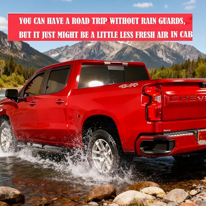 Smoke in-Channel Rain Guards Window Visors Compatible with Chevrolet Silverado 1500 & GMC Sierra 1500,2019-2026 Only for Crew Cab, Window Deflectors Vent Deflector Sun Shade Pickup Truck Accessories