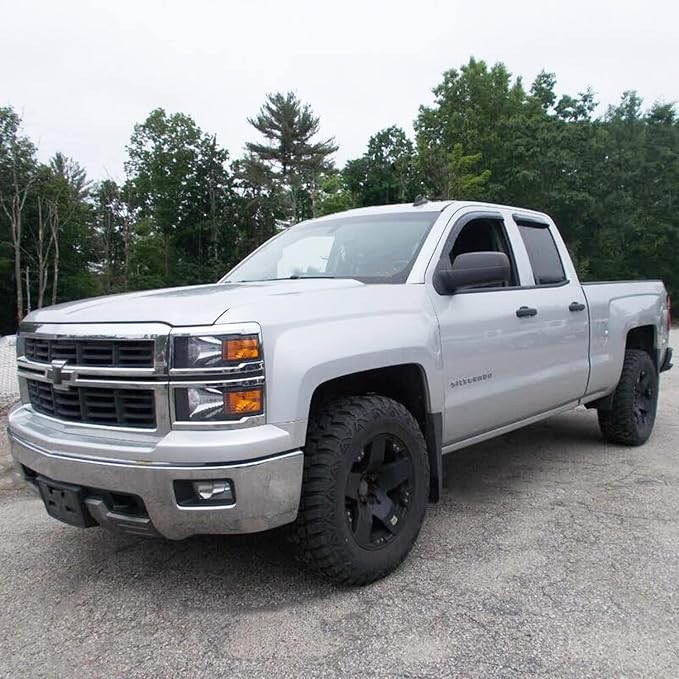 Side Window Visors rain Guards Vent Deflectors for 14-18 Chevrolet Silverado/GMC Sierra 1500 2500HD 3500HD Double/Extended Cab, Rain Guards Sun Shade Out Channel,Dark Smoke 4pcs 94528