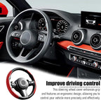 2PCS/Set Car Steering Wheel Cover, Leather Segmented Anti-Slip Automotive Wheel Protector, Soft Breathable Vehicle Steering Protection Covers, Universal Interior Accessories (Red)
