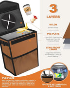 Car Trash Can with Lid, Cute Leakproof Car Trash Garbage Bag Hanging Vehicle Trash Bin Small Portable Automotive Garbage Cans Organizer for Back/Front Seat(Trapezoid,Brown)